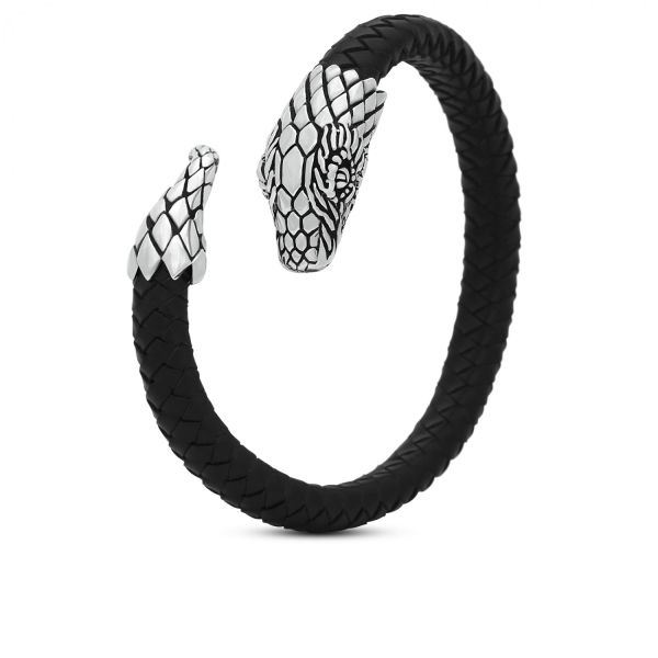 S23BLK Slang Armband Leer Fierce Collectie
